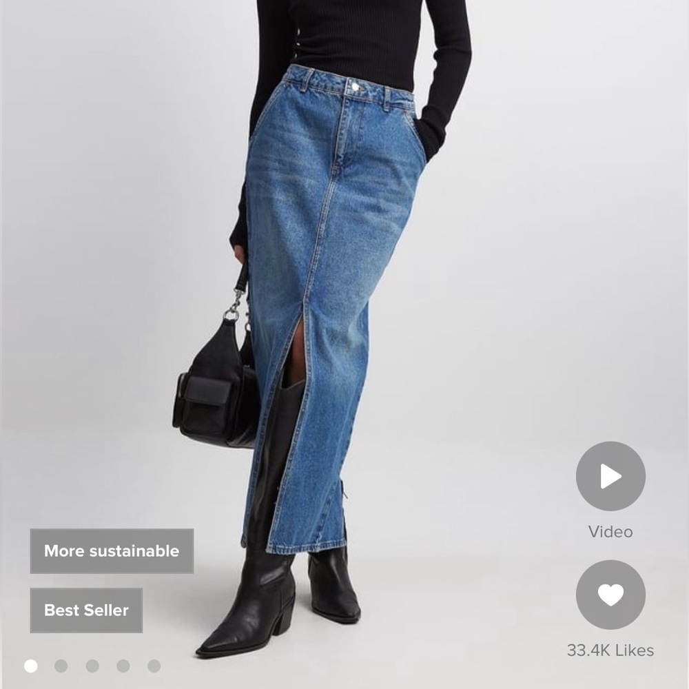 Brand new maxi denim skirt by NA-KD! Comfortable with front/back slits.